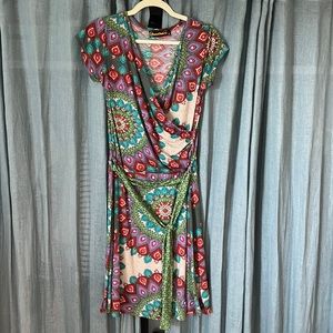 Luna Claire Wrap Top Printed Dress with Tie